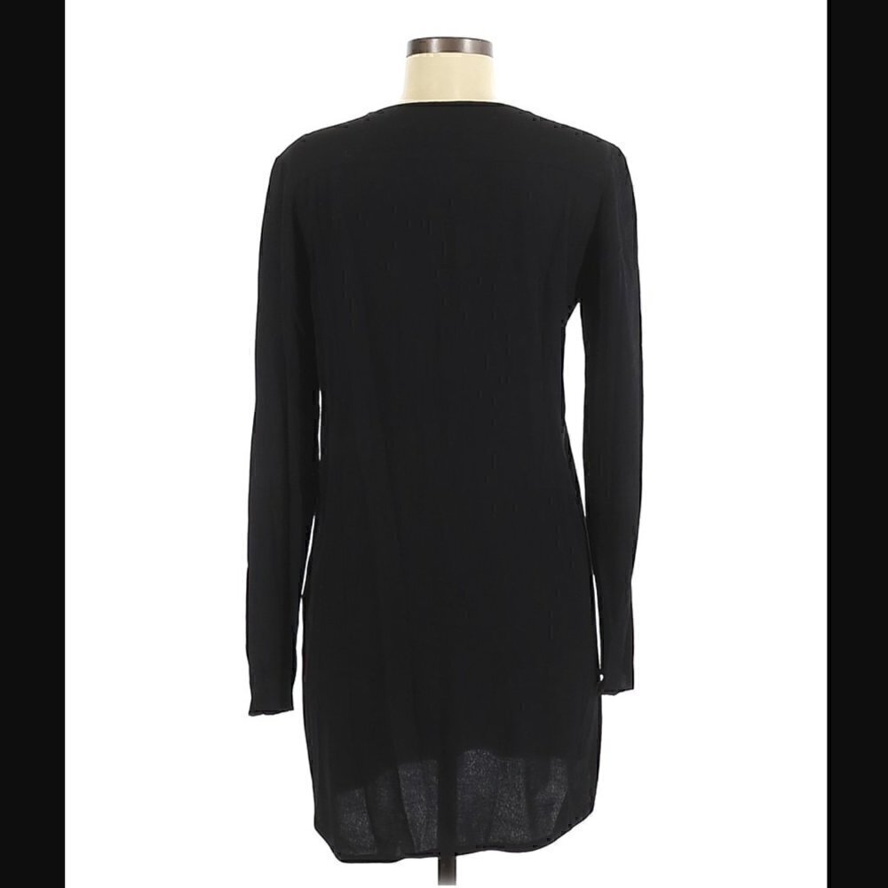 Sandro Paris Mini Dress US 4-6 FR 2 Rhinestone Rounded Hem Black Pullover Luxury - Picture 3 of 8